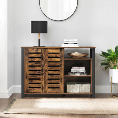 Suport pentru tacâmuri cu 2 uși 110 x 33 x 75 cm | maro rustic și negru