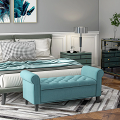 Bancă tapițată cu aspect catifelat 126 x 48,5 x 47 cm | verde