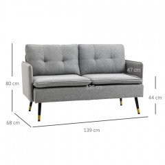 Canapea cu două locuri, cu matlasare 139 x 68 x 76 cm | gri č.3