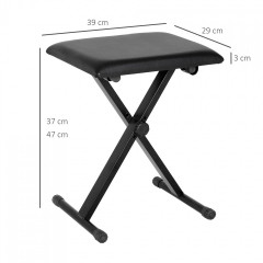 Taburet pentru pian 39x29x37-47cm| negru č.2
