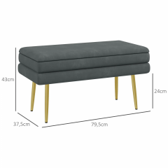 Bancă tapițată cu depozitare 79,5x37,5x43 cm | gri č.3