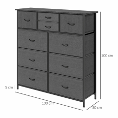 Comoda cu 10 sertare 100 x 30 x 100 cm | negru č.3