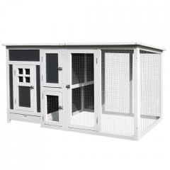 Coteț pentru 1-2 găini 160 x 75 x 80 cm | gri + alb č.2