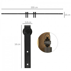 Feronerie pentru uși glisante duble 200x0.6x18 cm | negru č.2