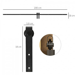 Feronerie pentru uși glisante 200x0.6x18 cm | negru č.2