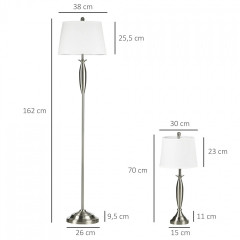 Set lampă 3 piese | argintiu+alb č.3