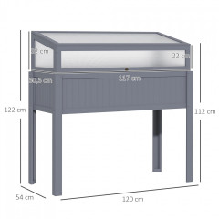 Strat înălțat din lemn 120 x 54 x 112/122 cm | gri č.2