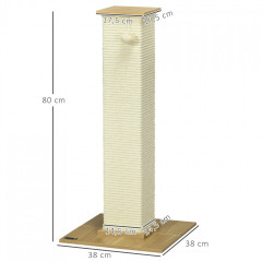 Ansamblu de joacă pentru pisici 38 x 38 x 80 cm | crem alb + stejar č.2