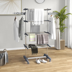 Uscător metalic mobil 4 niveluri 142 × 55 × 172 cm| gri