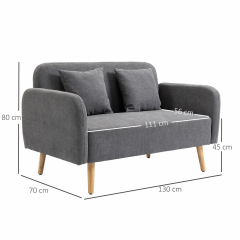 Canapea extensibilă cu două locuri, cu perne 130 x 70 x 80 cm | gri č.3