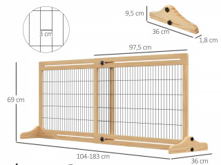 Barieră de siguranță pentru ușă 104-183 x 36 x 69 cm | culoare naturală č.2