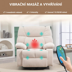 Fotoliu de relaxare cu masaj Stella 98 x 90 x 98 cm | Bej č.2