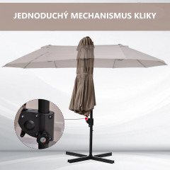 Umbrelă dublă de grădină cu manivelă 440 x 270 x 250 cm | maro č.3