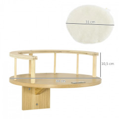 Culcuș pentru pisici, montat pe perete Ø34 x 10,5 cm | crem alb + stejar č.3