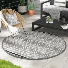 Covor de exterior rotund 180 cm | gri + negru
