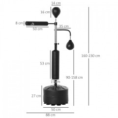 Suport pentru sac de box 88 x 50 x 160-230 cm | negru č.3