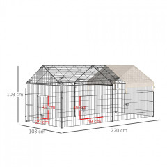 Țarc metalic pentru rozătoare 220 x 103 x 103 cm | bej și negru č.2