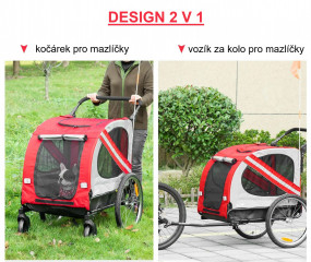Cărucior pentru biciclete 2in1 140 cm x 72,5 cm x 108 cm | roșu č.3