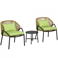 Set 3 piese din rattan de grădină| verde č.2
