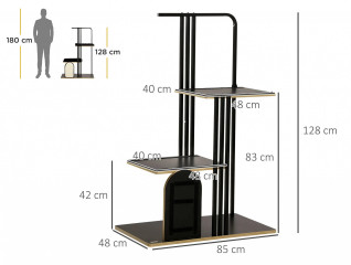 Ansamblu de joacă pentru pisici, cu pernă 128 cm | negru č.2