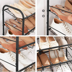Raft metalic pentru pantofi cu 4 niveluri 68,5x 27,5x 65cm | negru č.3