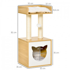 Ansamblu de joacă pentru pisici 35 x 35 x 81 cm | culoare naturală č.2