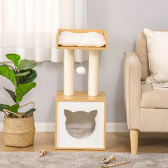 Ansamblu de joacă pentru pisici 35 x 35 x 81 cm | culoare naturală č.3