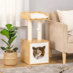 Ansamblu de joacă pentru pisici 35 x 35 x 81 cm | culoare naturală č.1