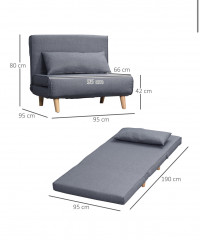 Canapea extensibilă single 95x95x80 cm | gri č.3