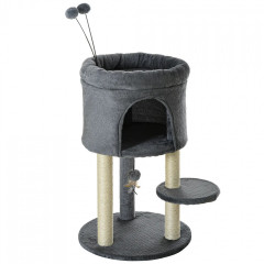 Ansamblu de joacă pentru pisici, cu peșteră 73,5 cm | gri + alb crem č.1