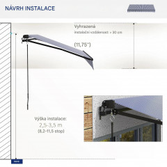 Marchiză cu manivelă manuală 3 x 2,5 m | albastru + alb č.3