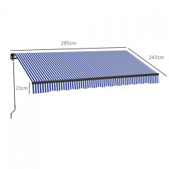 Marchiză cu manivelă manuală 3 x 2,5 m | albastru + alb č.2