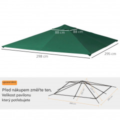 Acoperiș din poliester de rezervă pentru foișor 180 g/m² 3 x 3 m | verde č.2