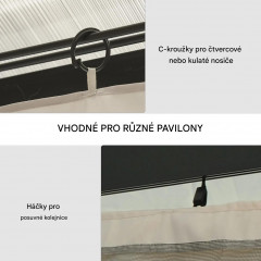 4 pereți laterali pentru foișor 3x3 m 302x205 cm | bej č.2