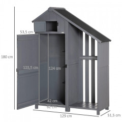 Șopron pentru unelte de grădină 129x51,5x180 cm | gri + negru č.2