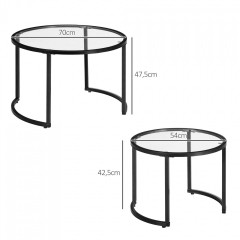 Mese de cafea cu cadru din oțel 2 bucăți | negru č.2
