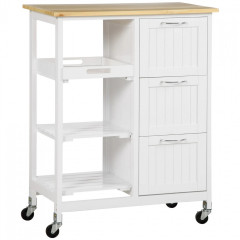Cărucior de servire cu 3 sertare 67x37x85 cm | alb č.1