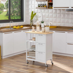 Cărucior de servire cu 3 sertare 67x37x85 cm | alb č.2