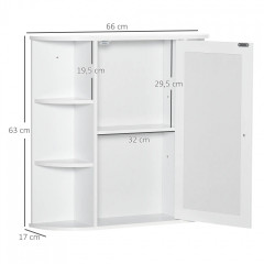Dulap cu oglindă 66x17x63cm | alb č.3