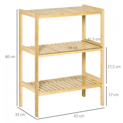 Raft de baie din bambus 62 x 33 x 80 cm | culoare naturală č.3