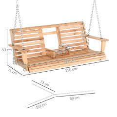 Leagăn de grădină suspendat 150x75x53cm | culoare naturală č.2