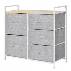 Comodă textilă cu 5 sertare 83 x 29 x 77 cm | gri č.2