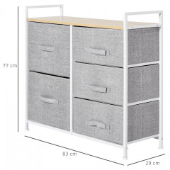 Comodă textilă cu 5 sertare 83 x 29 x 77 cm | gri č.3