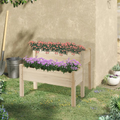 Strat înălțat de grădină cu cadru, două niveluri 86x85x72 cm | culoare naturală č.2