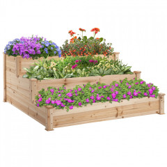 Strat înălțat cu trei niveluri 124 x 124 x 56 cm | culoare naturală č.3