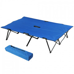 Pat de camping cu sac de transport 193x125x40 cm | albastru + negru č.2
