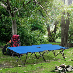 Pat de camping cu sac de transport 193x125x40 cm | albastru + negru č.1