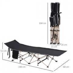 Pat de camping pliabil 190 x 68 x 52 cm | negru č.3