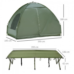 Pat de camping înălțat cu cort 193 x 136 x 178 cm | verde č.2