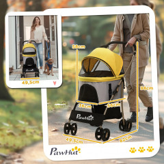 Cărucior pentru câini 2in1 | galben č.3
